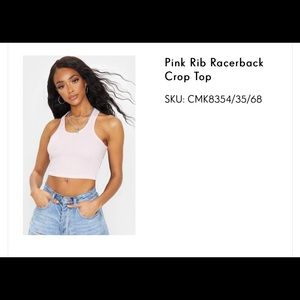 Pink rib racer back crop top
